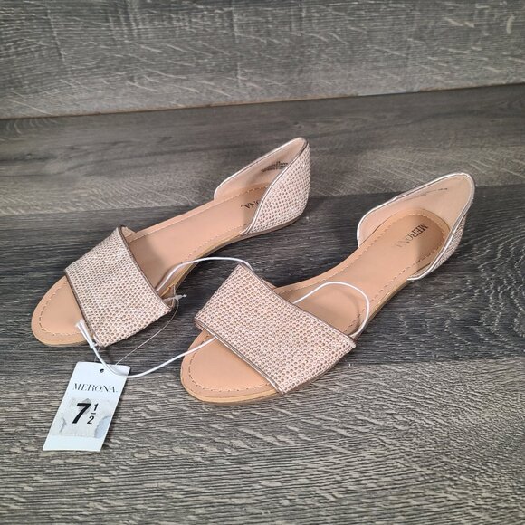 Merona Shoes - NWT Merona Flat Women's Slip-on Gold Rhinestone Sandals Size 7.5